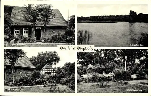 Ak Dönsel Dickel im Landkreis Diepholz, Waldschänke von Heinrich Dönselmann, Garten, Dönseler See