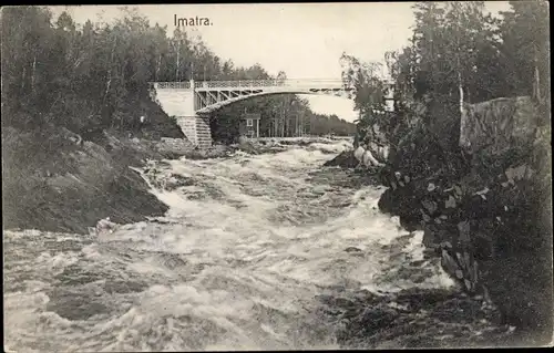 Ak Imatra Finnland, Flusspartie, Brücke