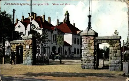 Ak Königsbrück in der Oberlausitz, Truppenübungsplatz, Wache und Post