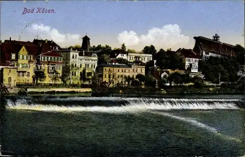 Ak Bad Kösen Naumburg an der Saale, Blick auf den Ort, Wehr, Gradierwerk