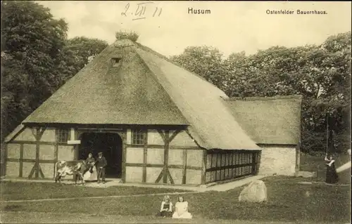 Ak Husum in Nordfriesland, Ostenfelder Bauernhaus, Rind