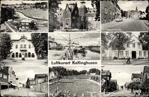 Ak Kellinghusen in Holstein, Jugendaufbauwerk, Freibad, Lehmbergstraße, Hafen, Sattlerschule