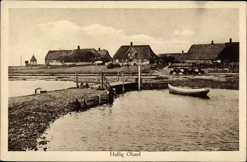 Ak Hallig Oland Nordfriesland, Ortsansicht, Anlegerstelle