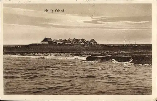 Ak Hallig Oland Nordfriesland, Am Strand, Warft