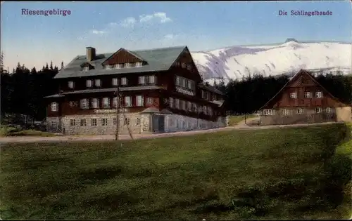 Ak Karpacz Krummhübel Riesengebirge Schlesien, Schlingelbaude, Schronisko na Starej Polanie