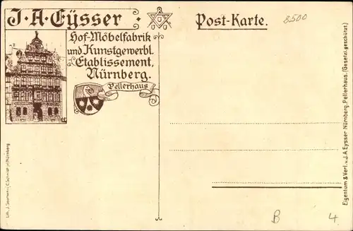 Künstler Litho Chr., H., Nürnberg in Mittelfranken Bayern, Gruss aus dem Pellerhaus, Peter Vischer