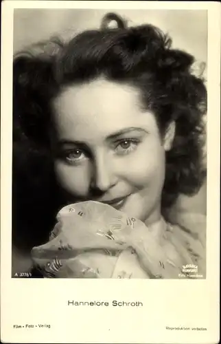 Ak Schauspieler Hannelore Schroth, Portrait, Film Foto Verlag A 3778/1