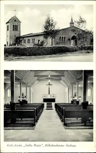 Ak Voslapp Wilhelmshaven in Niedersachsen, Kath. Kirche Stella Maris, Innen, Außen