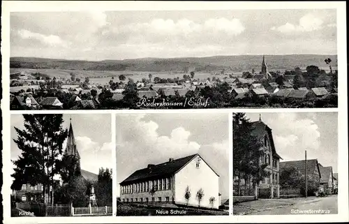 Ak Rüdershausen Niedersachsen, Panorama, Schwesternhaus, Neue Schule, Kirche