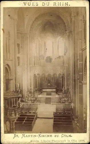 Foto Köln am Rhein, 1880, Kirche Groß St. Martin, Innenansicht