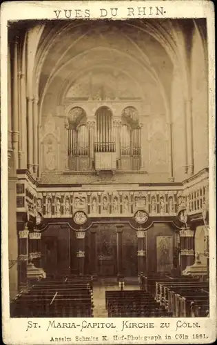 Foto Köln am Rhein, 1881, St. Maria-im-Kapitol-Kirche, Innenansicht