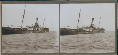 Stereo Foto Dampfer SS Berlin, An Anker, Weltreise 1914