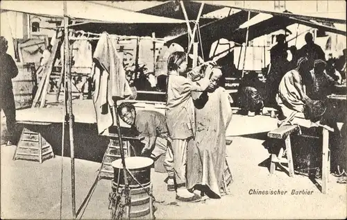 Ak Chinesischer Barbier, Friseur
