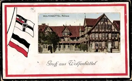 Präge Passepartout Ak Wolfenbüttel in Niedersachsen, Rathauspartie