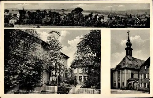 Ak Badenheim Rheinland-Pfalz, Panorama, Kath. Kirche, Ev. Kirche, Schulhaus