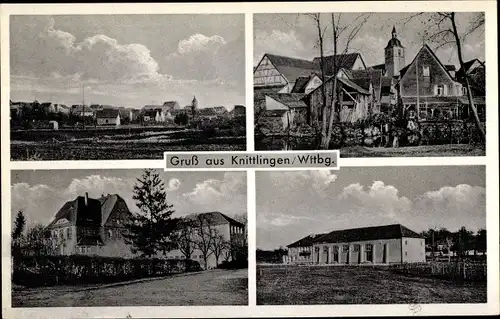 Ak Knittlingen Baden Württemberg, Teilansichten, Fachwerkhaus, Kirchturm, Umland