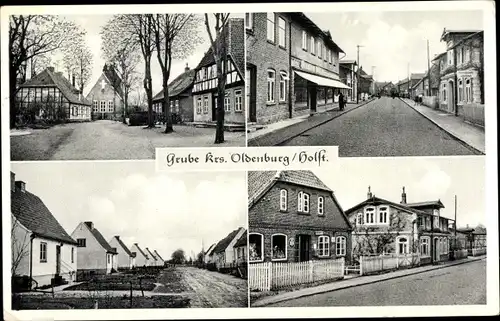 Ak Grube in Holstein, Wohnhäuser, Straßenpartie, Siedlung, Gasthof