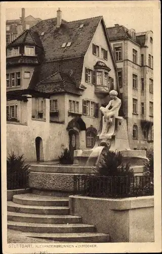 Ak Stuttgart in Baden Württemberg, Alexanderbrunnen, Steintreppe