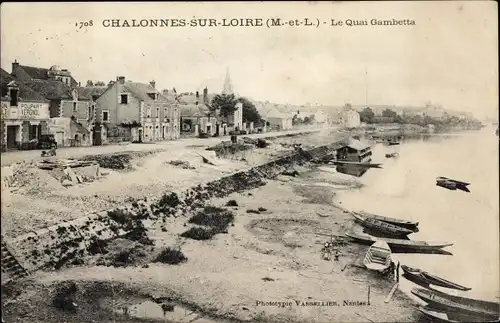 Ak Chalonnes sur Loire Maine et Loire, Le Quai Gambetta