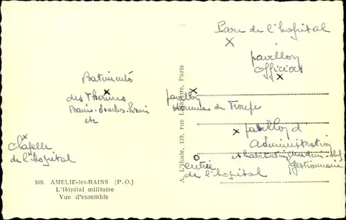 Ak Amelie les Bains Pyrénées Orientales, L'Hopital militaire