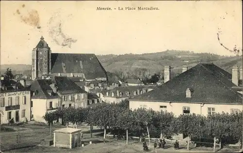 Ak Monein Pyrénées Atlantiques, La Place Marcadieu