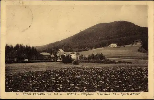 Ak Donon Hohe Donne Elsass Bas Rhin, Blick auf den Ort, Hotel Velleda