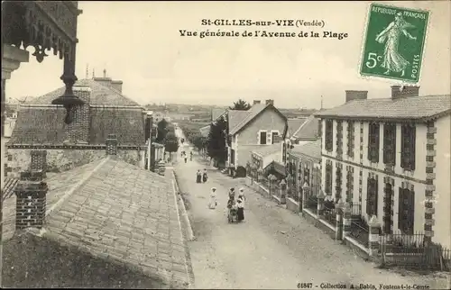 Ak Saint Gilles sur Vie Vendée, Vue generale de l'Avenue de la Plage