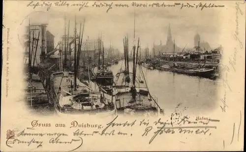 Ak Duisburg im Ruhrgebiet, Hafenpartie