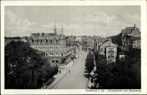 Ak Radeberg in Sachsen, Hauptstraße mit Realschule