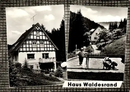 Ak Züschen Winterberg im Sauerland, Haus Waldesrand, Wassertretbecken