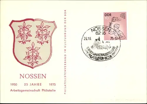 Wappen Ak Nossen in Sachsen, Arbeitsgemeinschaft Philatelie, 25 Jahre, 1950-1975