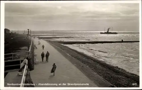 Ak Norderney in Ostfriesland, Abendstimmung an der Strandpromenade