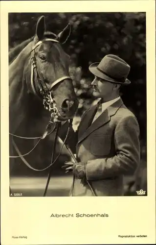 Ak Schauspieler Albrecht Schoenhals, Portrait, Pferd, Ross Verlag A 3205/1