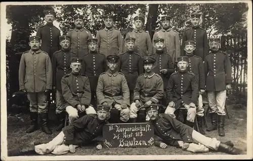 Foto Ak Bautzen in der Oberlausitz, III. Korperalschaft, Inf. Regt. 103, Gruppenportrait