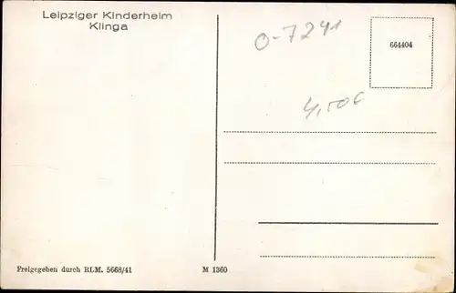 Ak Klinga Parthenstein Sachsen, Leipziger Kinderheim