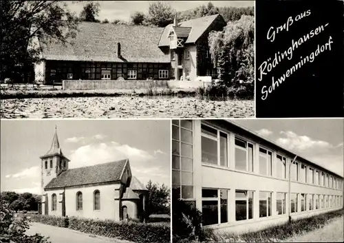 Ak Schwenningdorf Rödinghausen Westfalen, Kirche, Fachwerkhaus, Schule