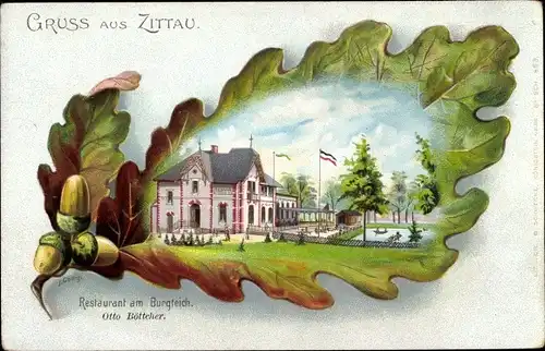 Eichblatt Litho Zittau in Sachsen, Restaurant am Burgteich