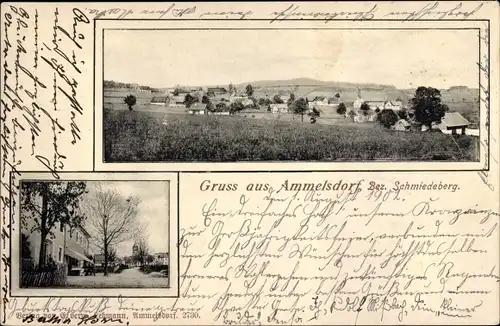 Ak Ammelsdorf Dippoldiswalde im Erzgebirge, Totalansicht der Ortschaft, Gasthaus