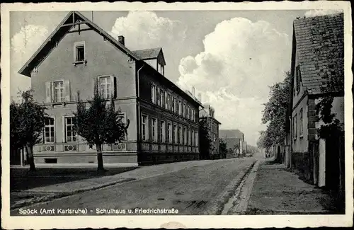 Ak Spöck Stutensee in Baden Württemberg, Schulhaus, Friedrichstraße