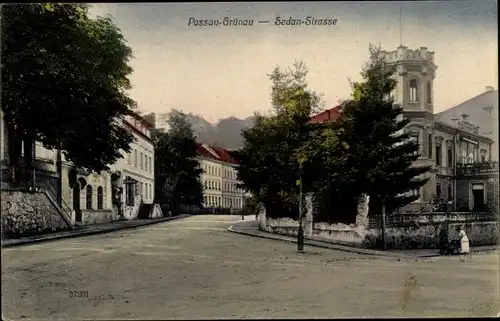 Ak Grünau Passau in Niederbayern, Sedan Straße