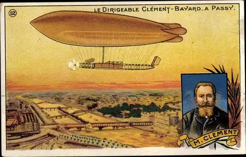 Litho Passy Yonne, Le Dirigeable Clement Bayard, Portrait