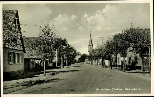 Ak Huttenheim Bruchsal im Kraichgau, Rheinstraße