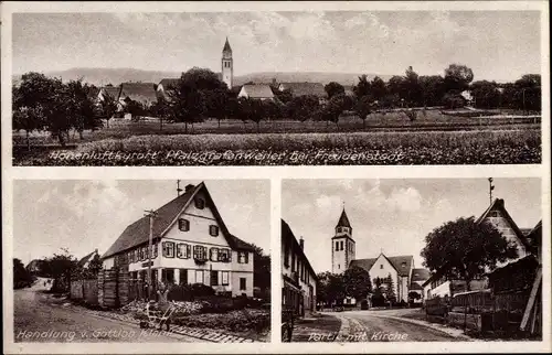 Ak Pfalzgrafenweilfer in Württemberg, Kirche, Handlung, Totalansicht