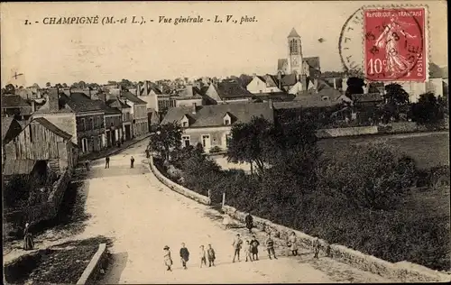 Ak Champigné Maine-et-Loire, Vue generale