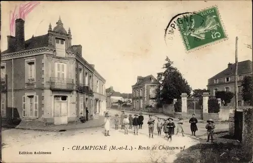 Ak Champigné Maine-et-Loire, Route de Chateauneuf