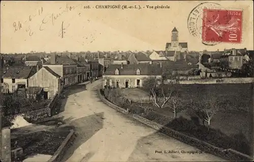 Ak Champigné Maine-et-Loire, Vue generale