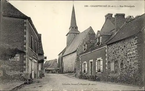Ak Champteussé Maine et Loire, Rue Principale
