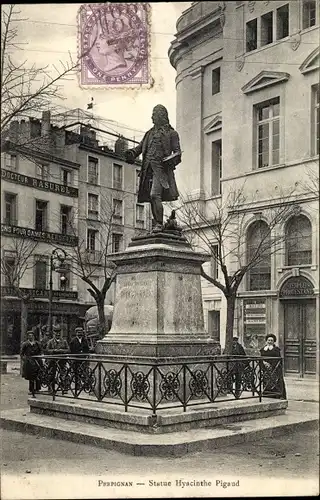 Ak Perpignan Pyrénées Orientales, Statue Hyacinthe Pigaud