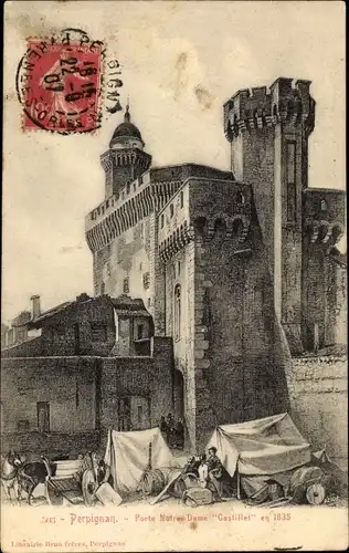 Ak Perpignan Pyrénées Orientales, Porte Notre Dame Castillet en 1835