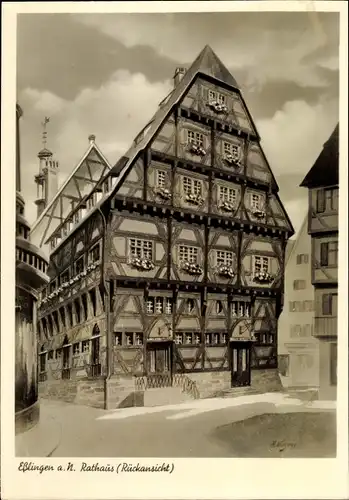 Künstler Ak Küllgens, Esslingen, Rückansicht Rathaus